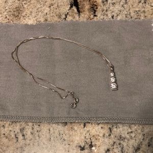 925 Silver 18” Chain and Diamonique Pendant with Three Stones